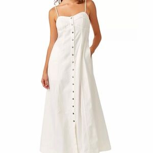 Free People White Button-Front Maxi Dress